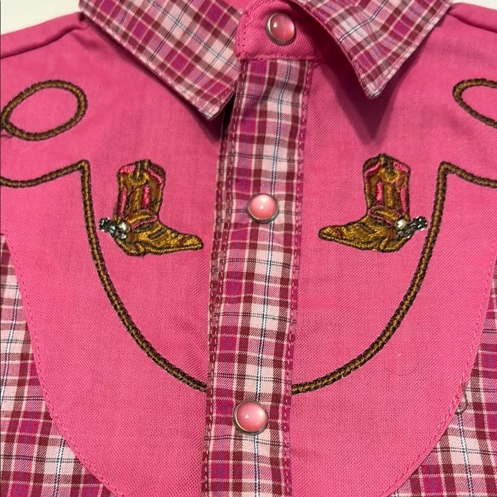 Pink Plaid Button Down Kids Shirt